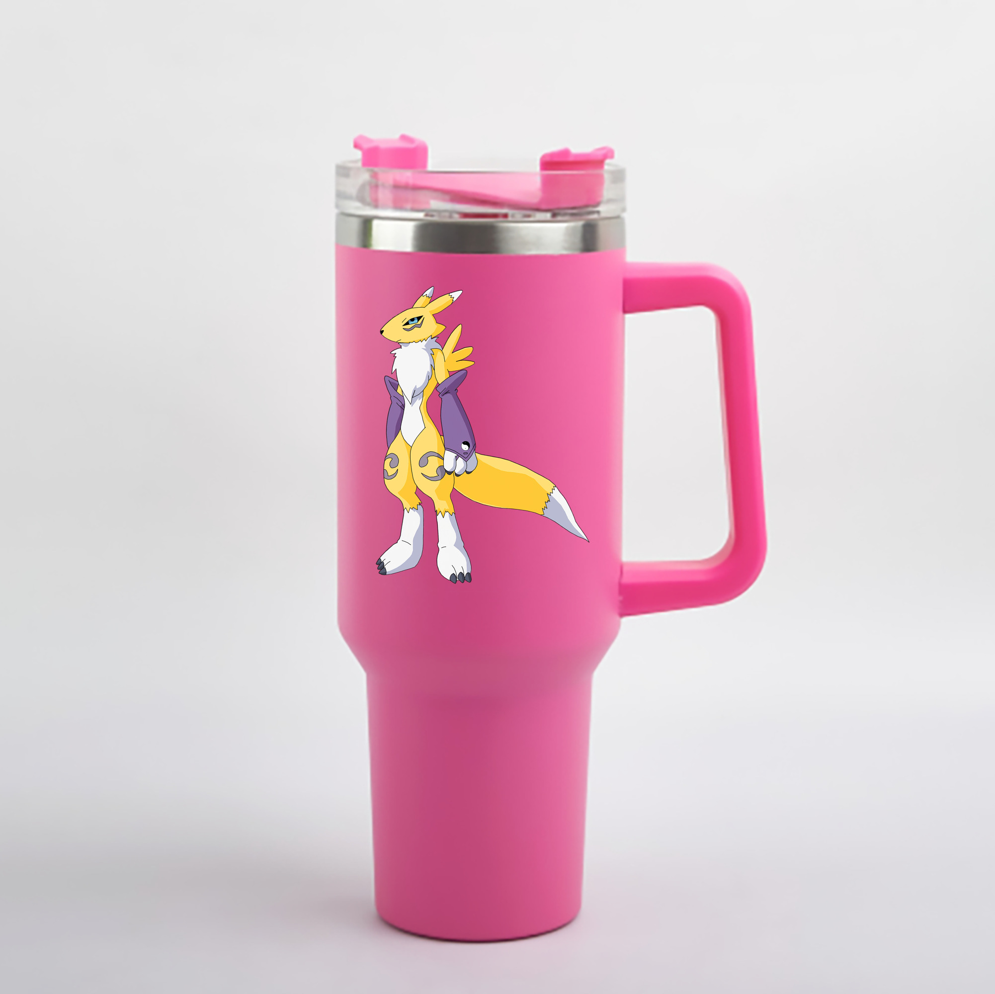（画像用） Digimon デジタルモンスター/デジモン 1200mL車用タンブラー - クリスタルステッカー（プラスチックストロー付き）